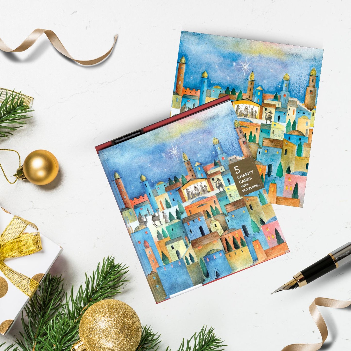 Pack Of 5 Bethlehem Starlight Magic! Charity Christmas Cards