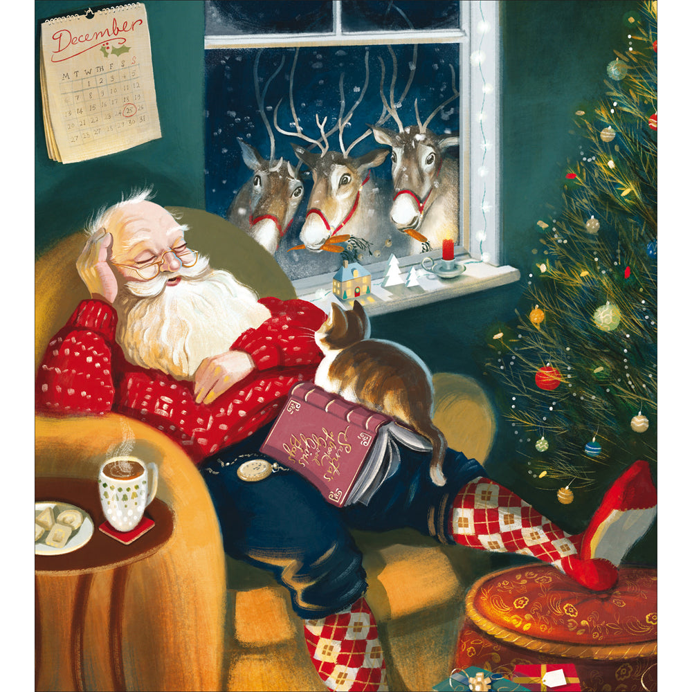 Pack Of 5 December Delights Santa's Snooze Squad! Charity Christmas Cards