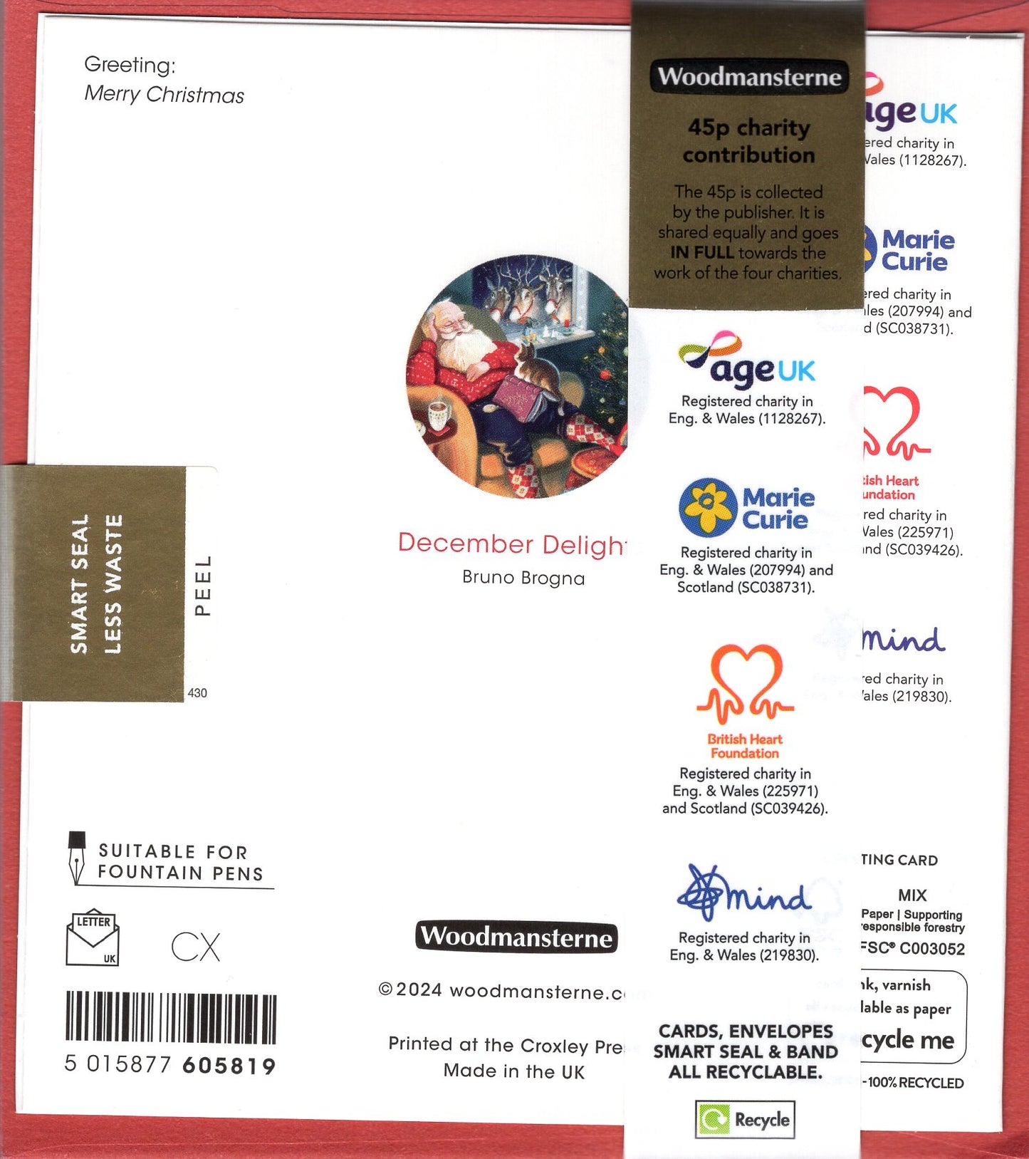 Pack Of 5 December Delights Santa's Snooze Squad! Charity Christmas Cards