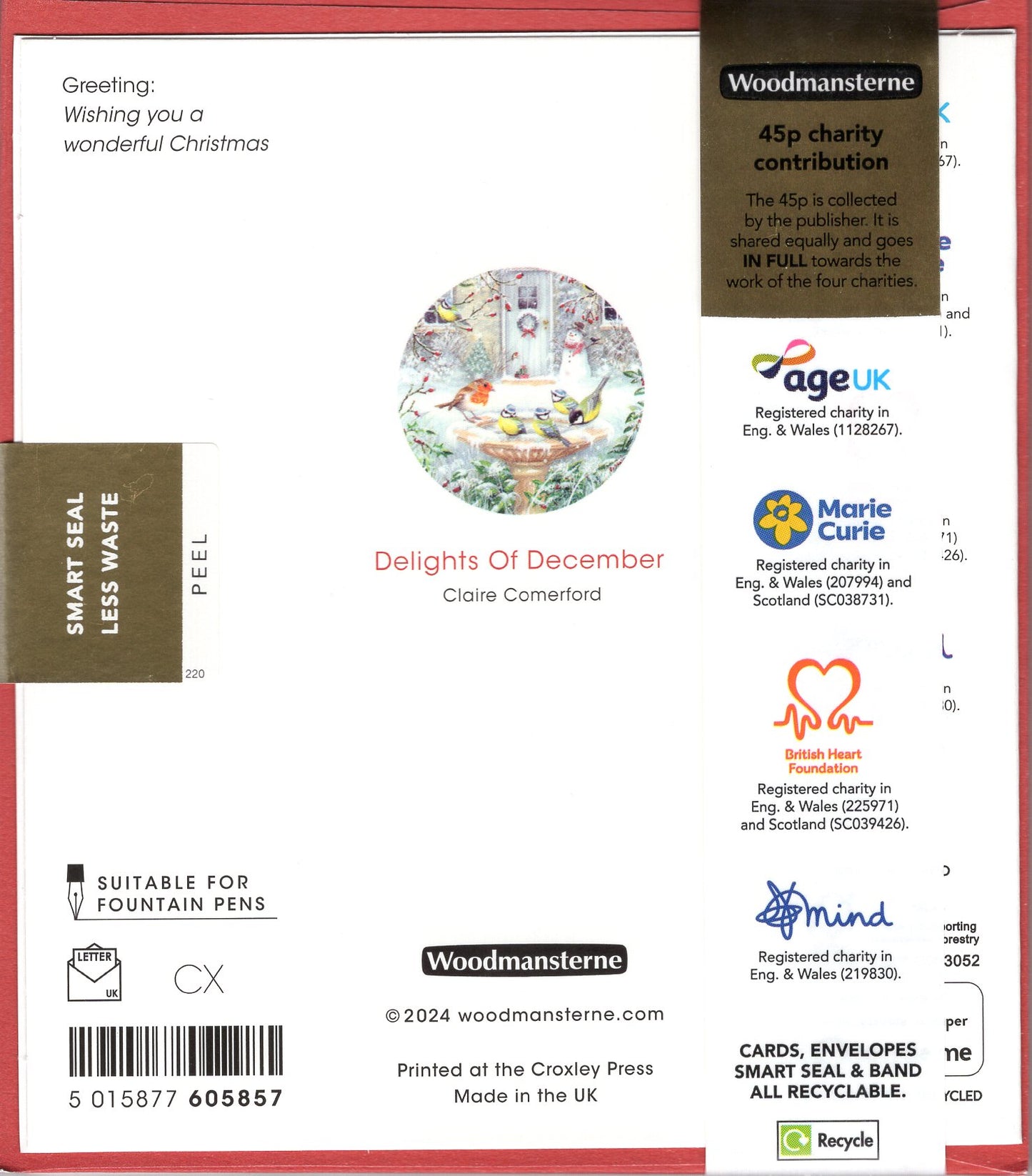 Pack Of 5 Delights Of December Snowman's Bird Party! Charity Christmas Cards