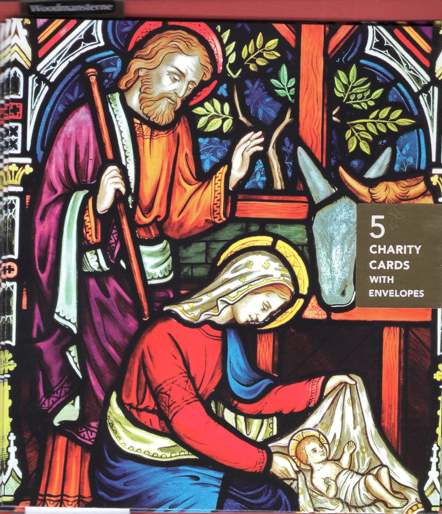 Pack Of 5 The Nativity Joyful Jesus Stained Glass Window Charity Christmas Cards