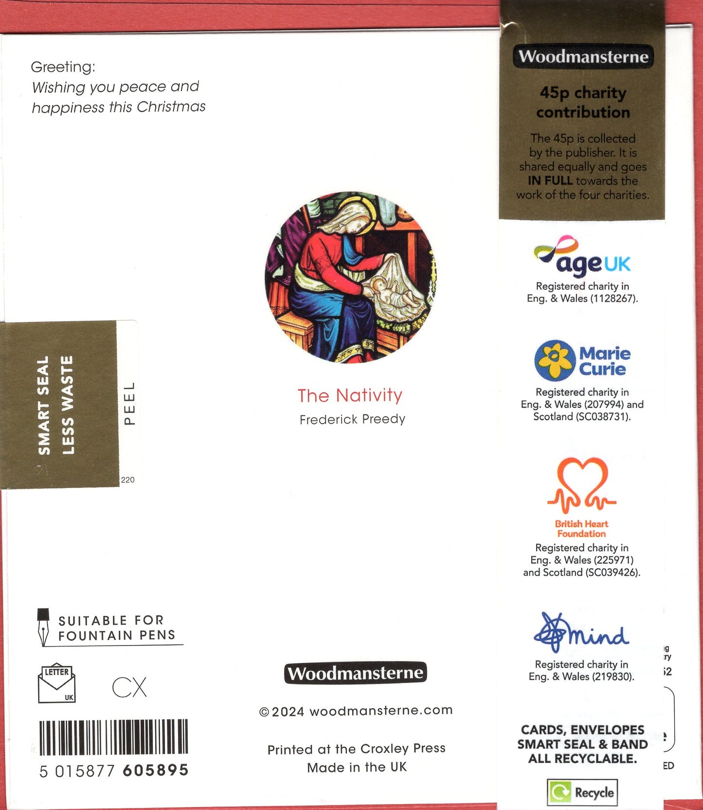 Pack Of 5 The Nativity Joyful Jesus Stained Glass Window Charity Christmas Cards