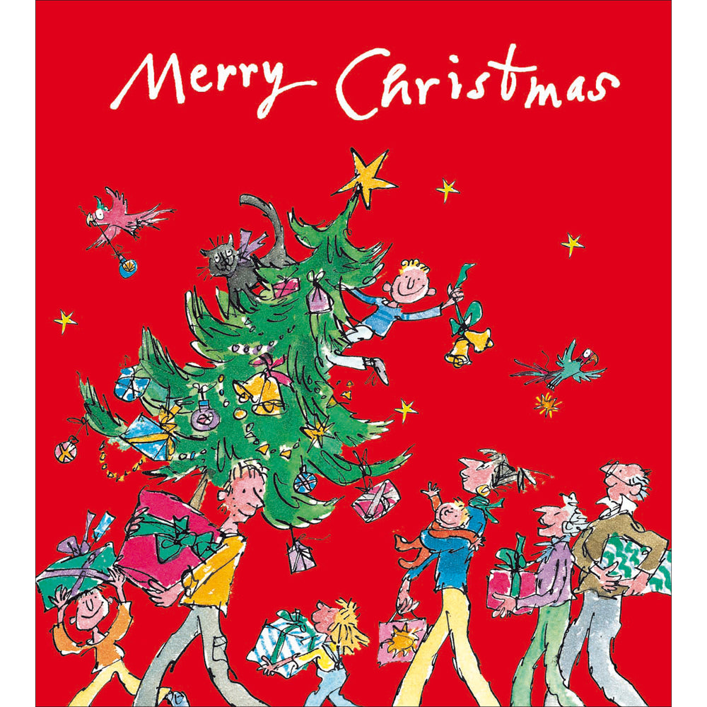 Pack Of 5 Quentin Blake Merry Christmas Cartoon Christmas Chaos! Charity Christmas Cards