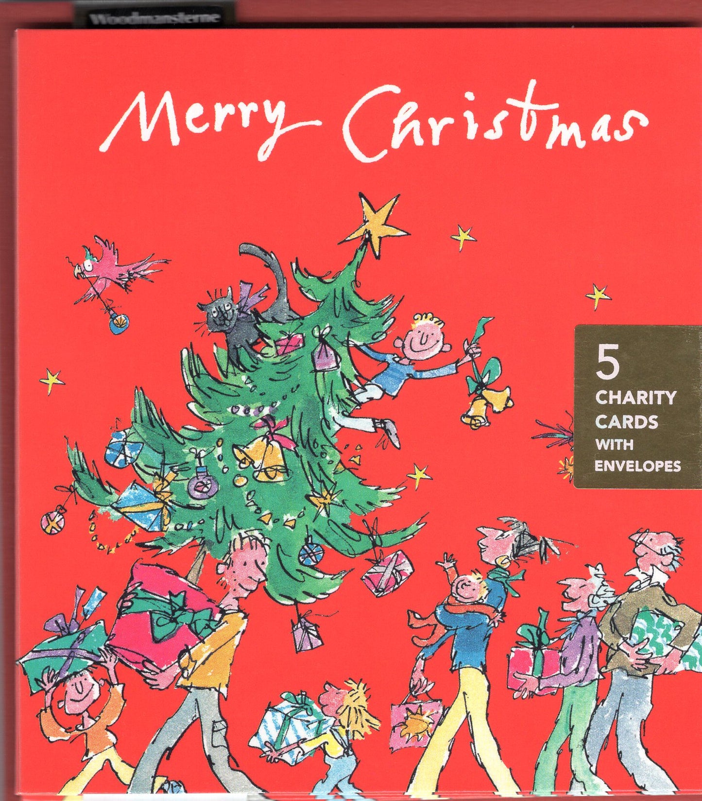 Pack Of 5 Quentin Blake Merry Christmas Cartoon Christmas Chaos! Charity Christmas Cards