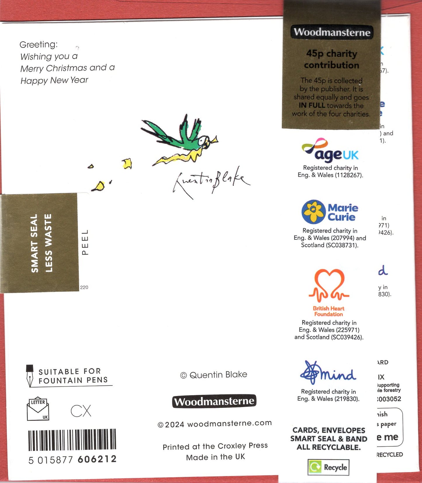 Pack Of 5 Quentin Blake Merry Christmas Cartoon Christmas Chaos! Charity Christmas Cards