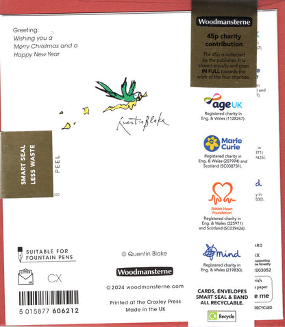 Pack Of 5 Quentin Blake Merry Christmas Cartoon Christmas Chaos! Charity Christmas Cards