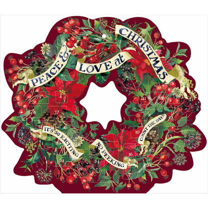 Traditional Large Emma Bridgewater Christmas Wreath Shaped Advent Calendar Gift