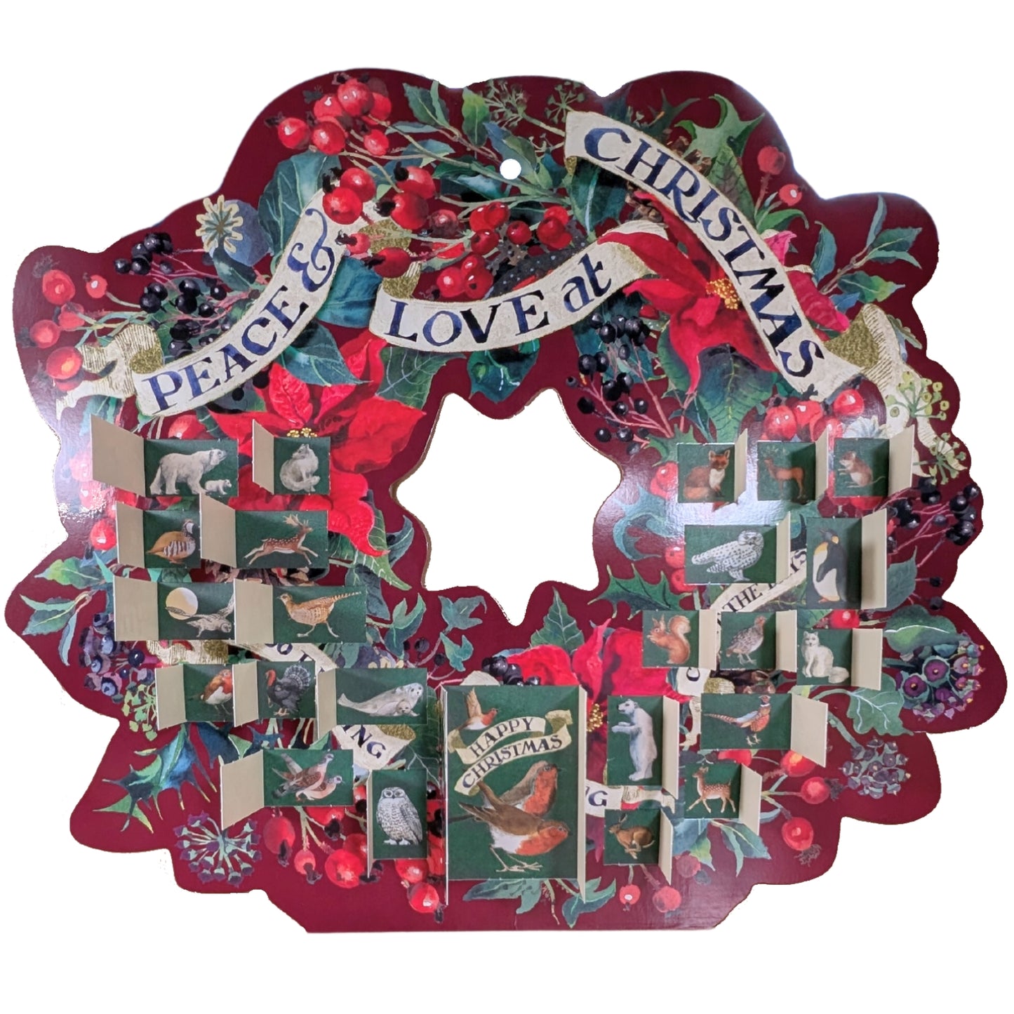 Traditional Large Emma Bridgewater Christmas Wreath Shaped Advent Calendar Gift