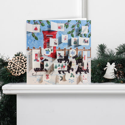 Advent Calendar Card Christmas Post Snowy Scotties Galore! Christmas Advent Card