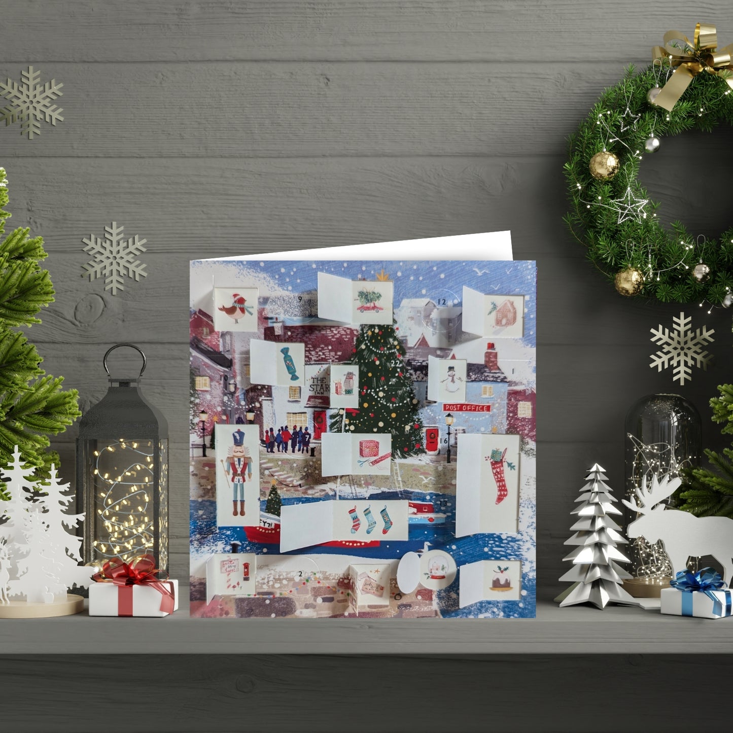 Advent Calendar Card Xmas Harbour Festive Fishing Christmas Advent Card