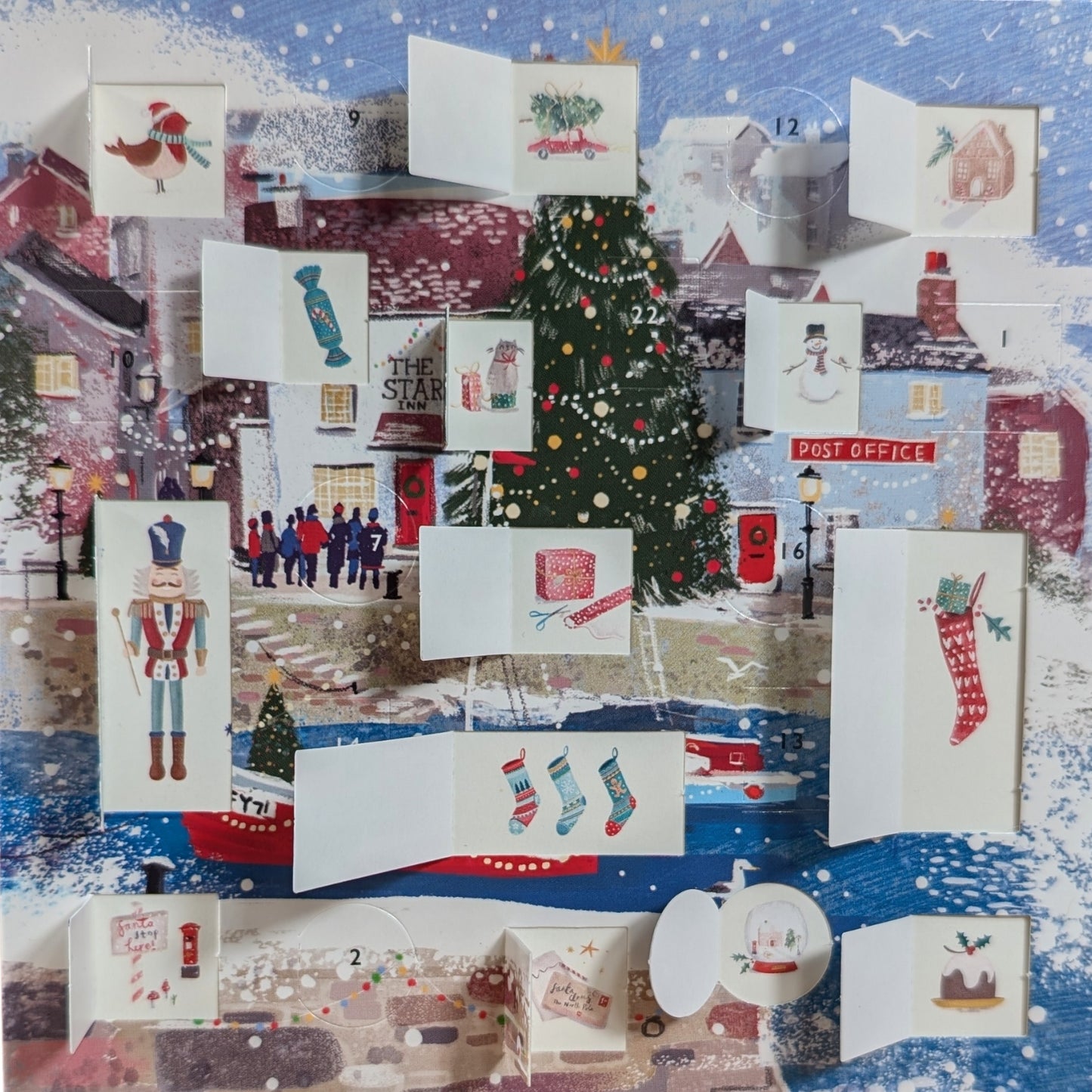 Advent Calendar Card Xmas Harbour Festive Fishing Christmas Advent Card