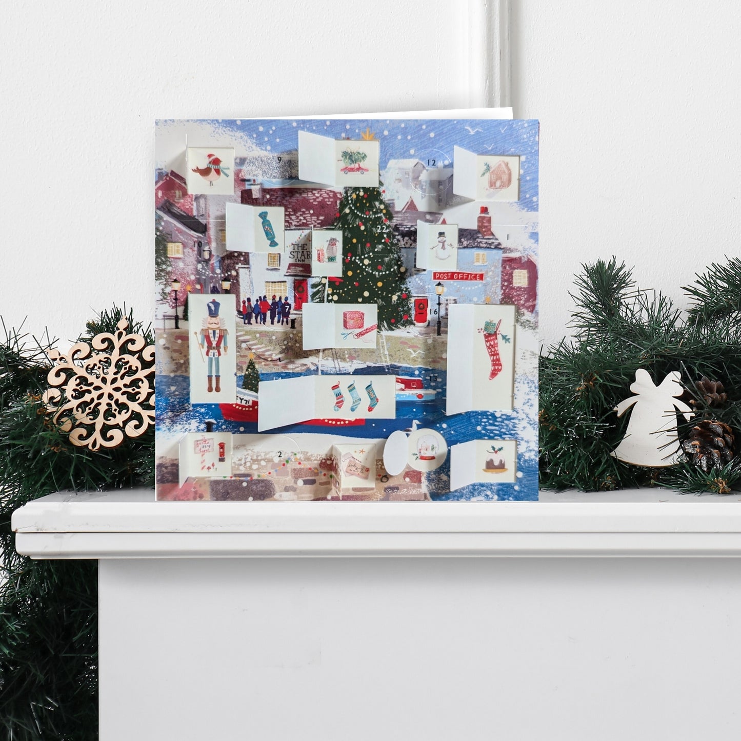 Advent Calendar Card Xmas Harbour Festive Fishing Christmas Advent Card