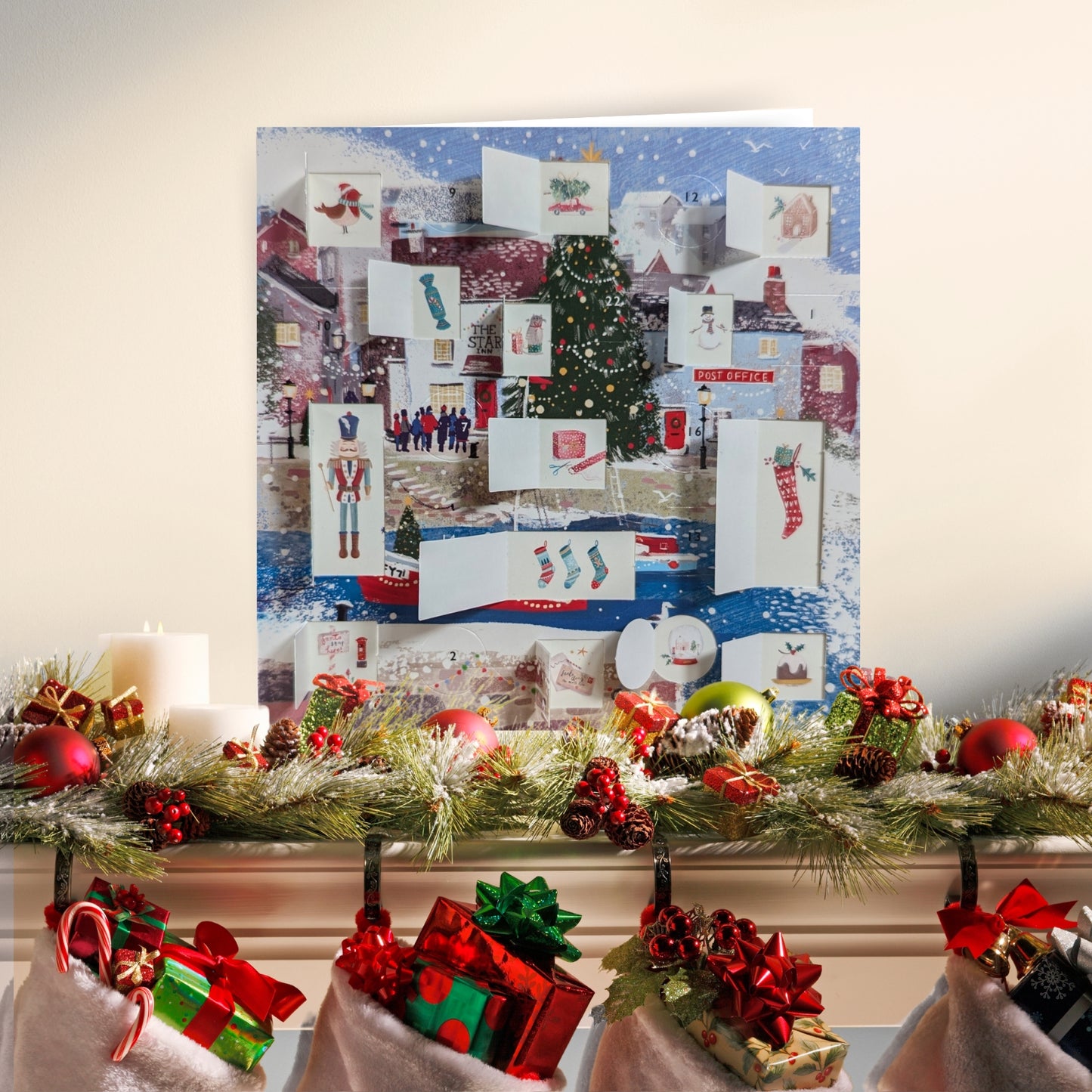 Advent Calendar Card Xmas Harbour Festive Fishing Christmas Advent Card