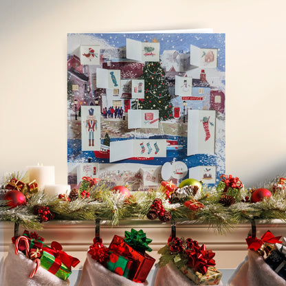 Advent Calendar Card Xmas Harbour Festive Fishing Christmas Advent Card