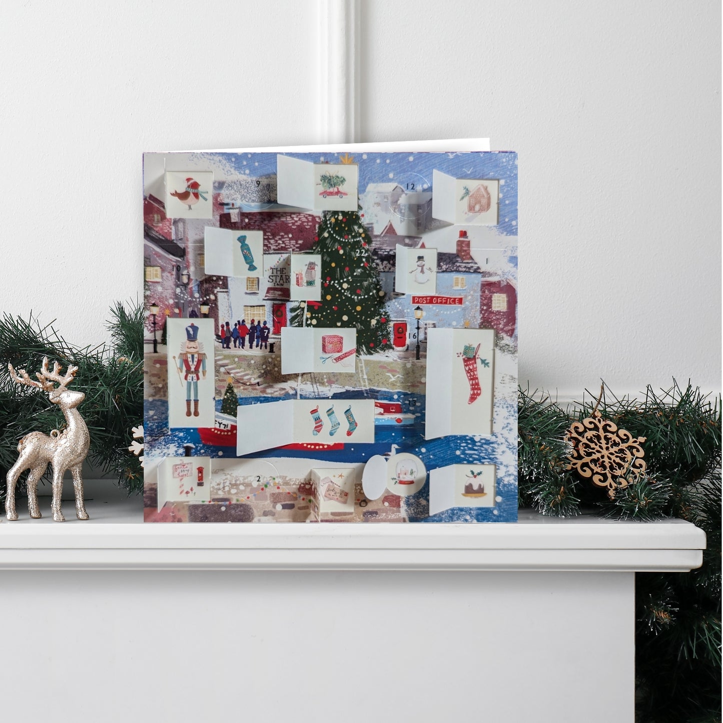 Advent Calendar Card Xmas Harbour Festive Fishing Christmas Advent Card