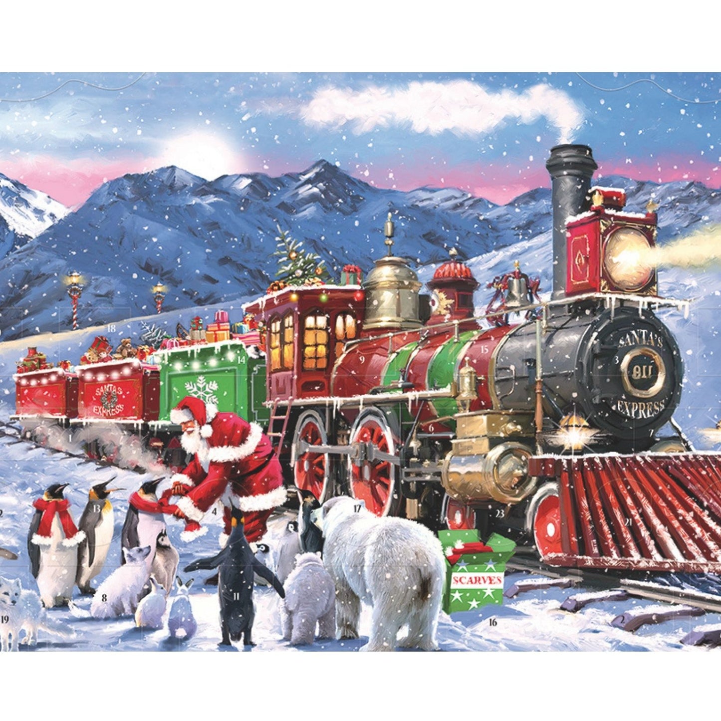 Traditional Freestanding Picture Advent Calendar Santa's Express Christmas Gift