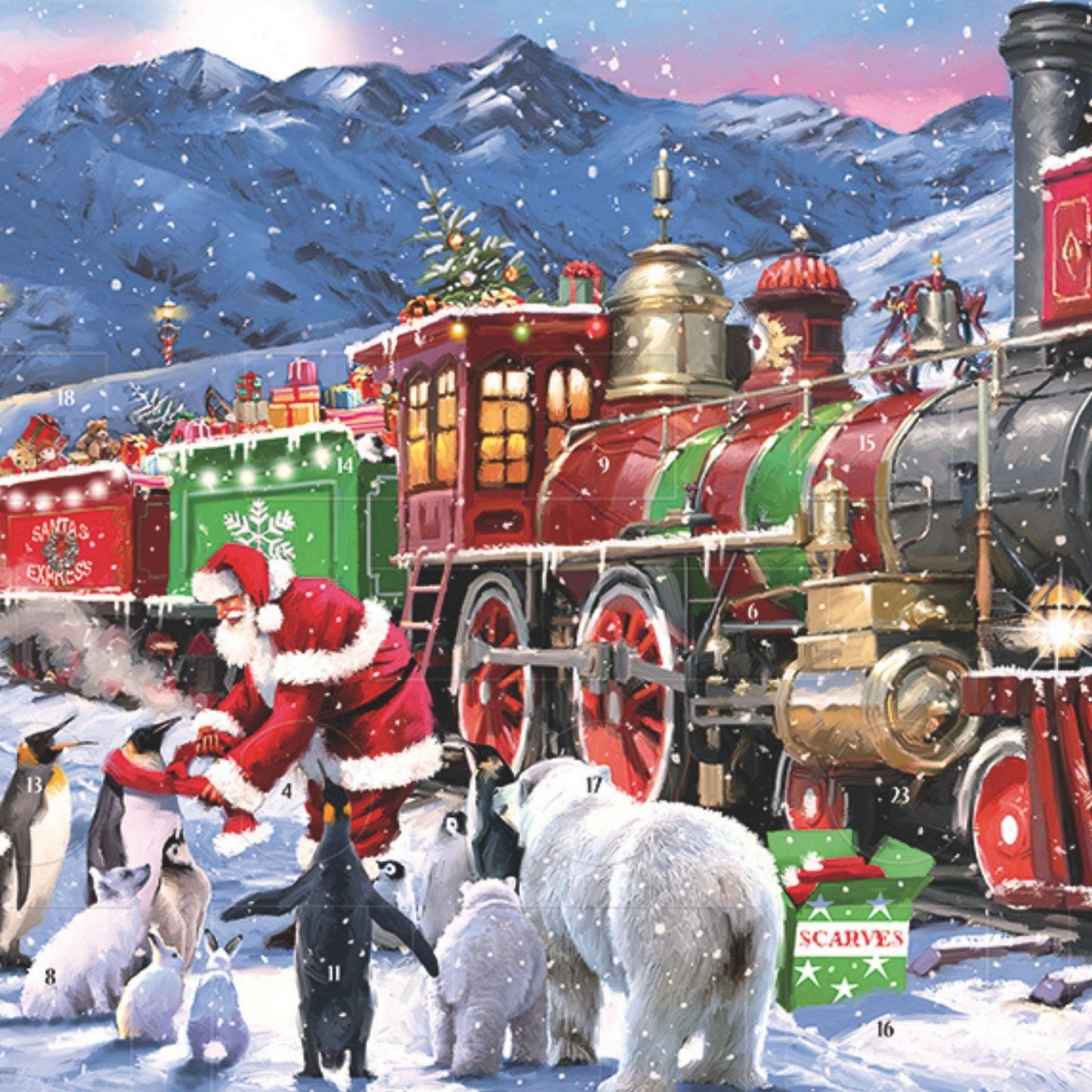 Traditional Freestanding Picture Advent Calendar Santa's Express Christmas Gift