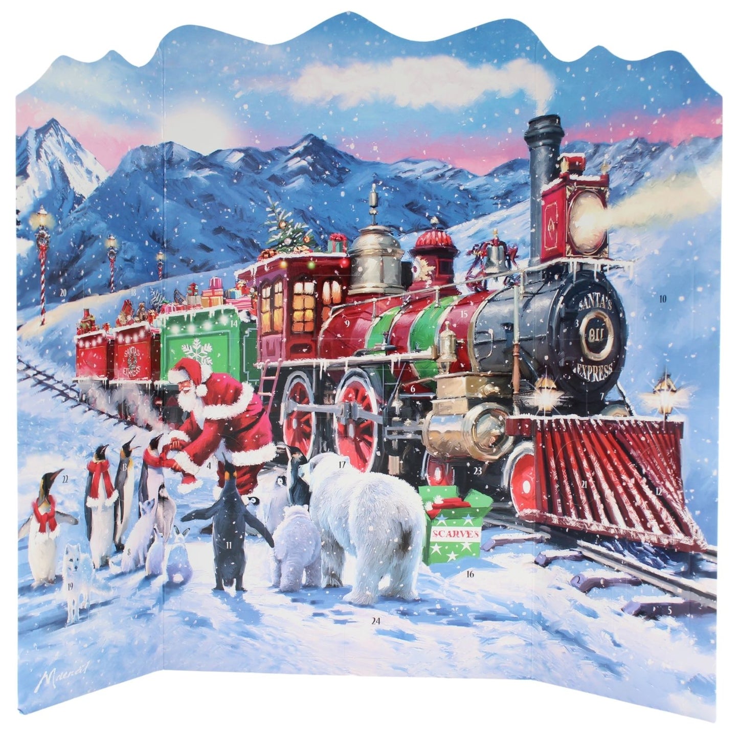 Traditional Freestanding Picture Advent Calendar Santa's Express Christmas Gift
