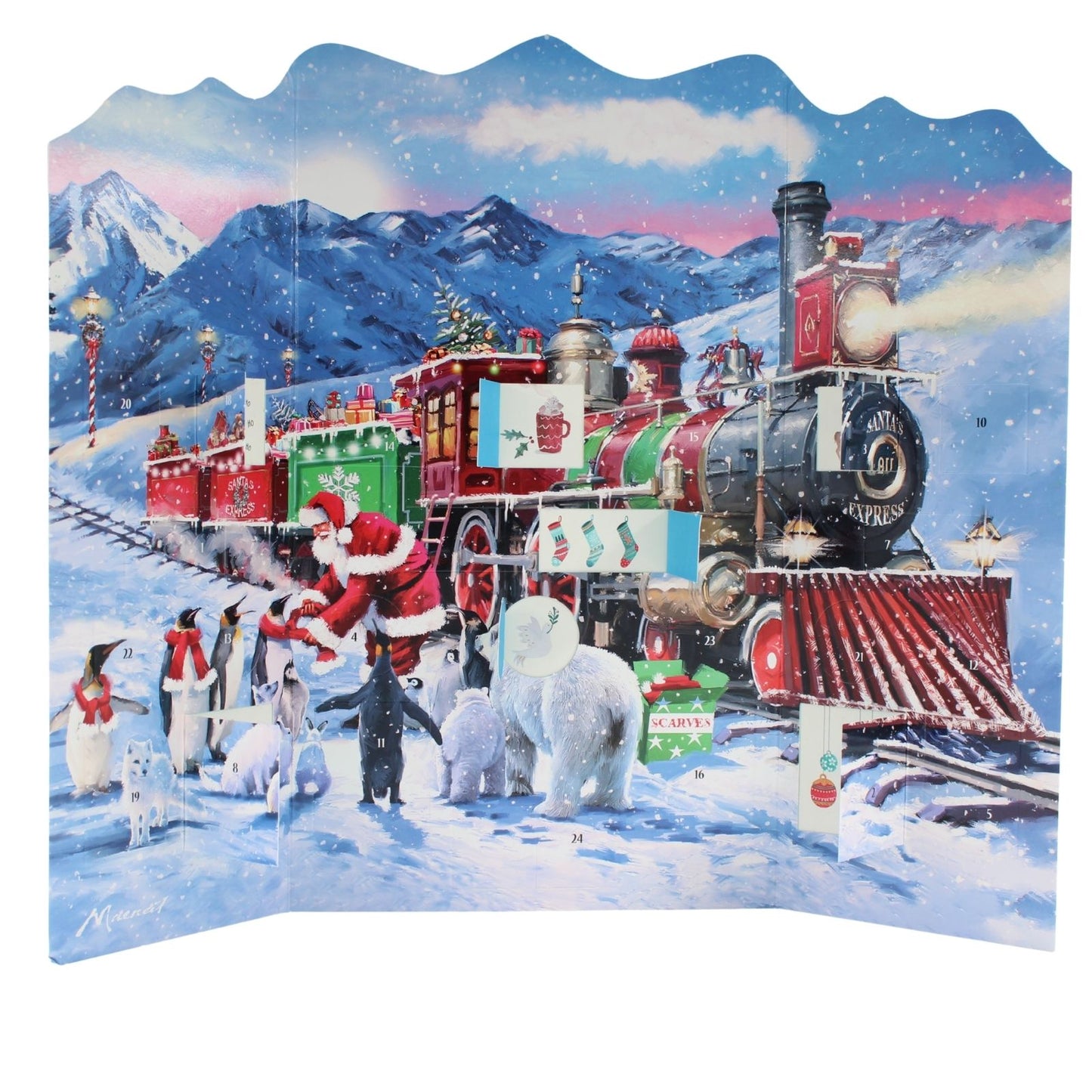 Traditional Freestanding Picture Advent Calendar Santa's Express Christmas Gift