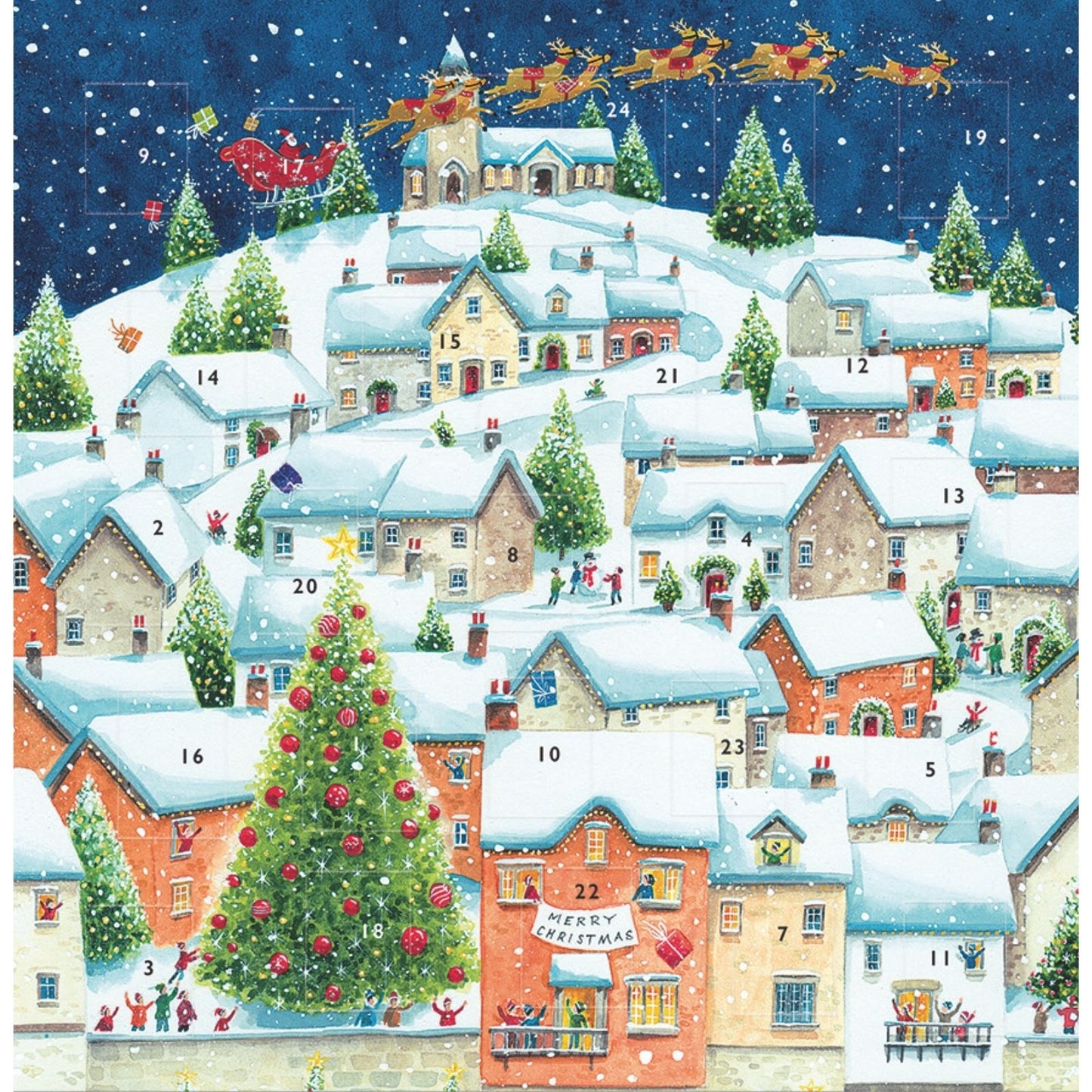 Traditional Picture Advent Calendar Christmas Eve Rooftops Xmas Countdown Gift