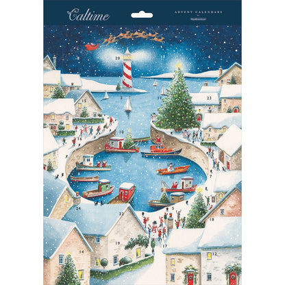 Large Traditional Picture Advent Calendar Harbour Boats Christmas Countdown Gift