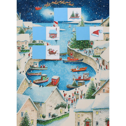 Large Traditional Picture Advent Calendar Harbour Boats Christmas Countdown Gift