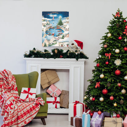 Large Traditional Picture Advent Calendar Harbour Boats Christmas Countdown Gift