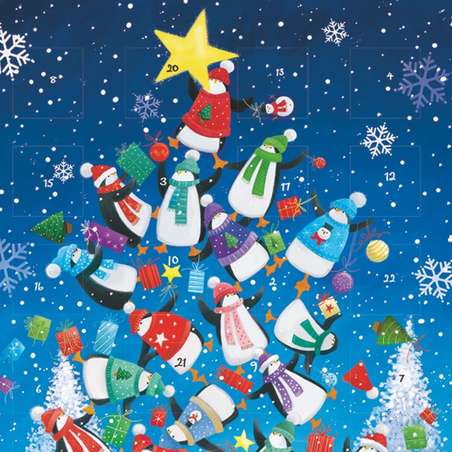 Large Traditional Picture Advent Calendar Penguin Tree Christmas Countdown Gift