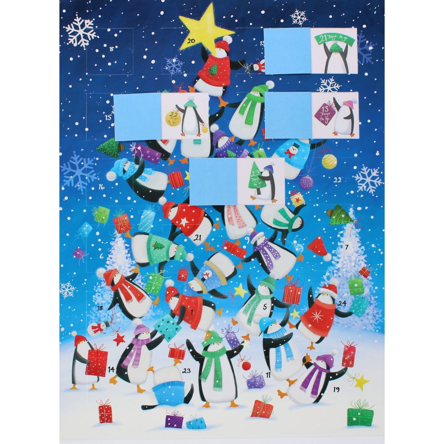 Large Traditional Picture Advent Calendar Penguin Tree Christmas Countdown Gift