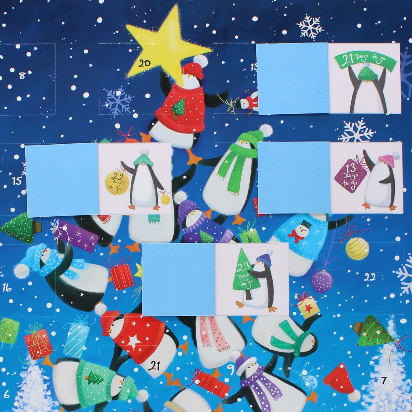 Large Traditional Picture Advent Calendar Penguin Tree Christmas Countdown Gift