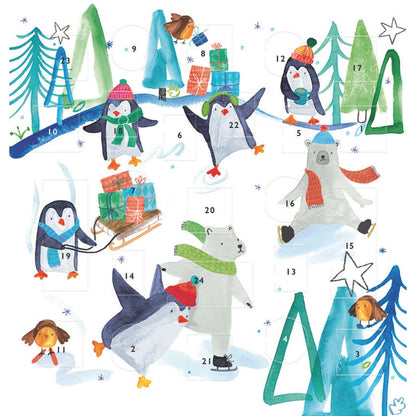 Advent Calendar Christmas Card Penguins & Bears Xmas Countdown Greeting Card