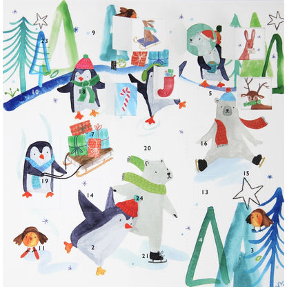 Advent Calendar Christmas Card Penguins & Bears Xmas Countdown Greeting Card