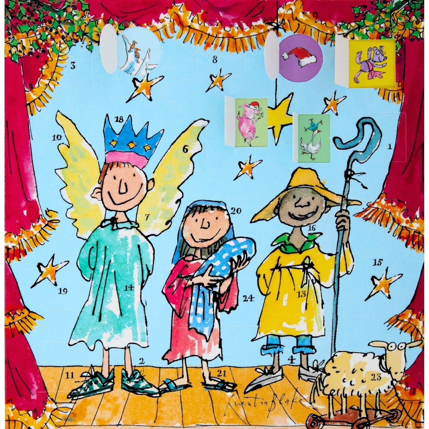 Advent Calendar Christmas Card Quentin Blake Nativity Countdown Greeting Card
