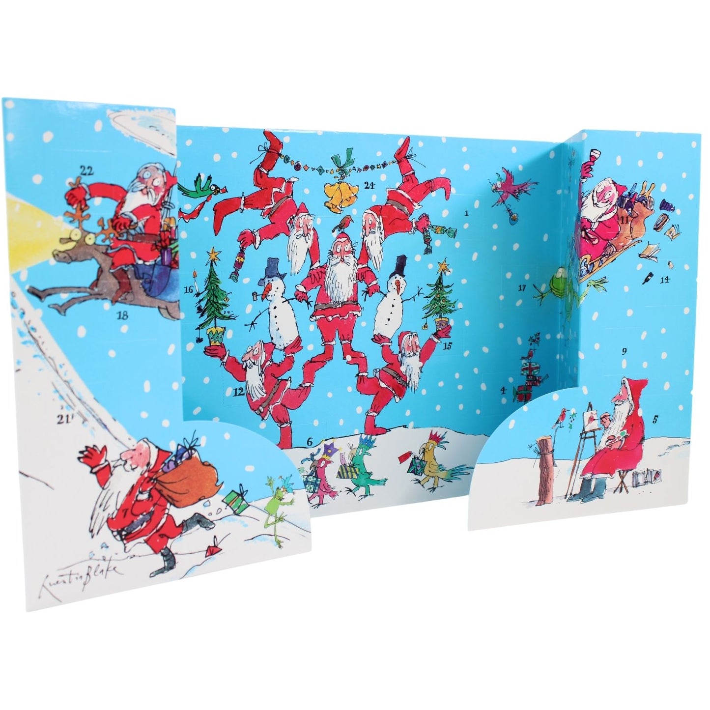 Traditional Freestanding Advent Calendar Quentin Blake Santas Christmas Gift