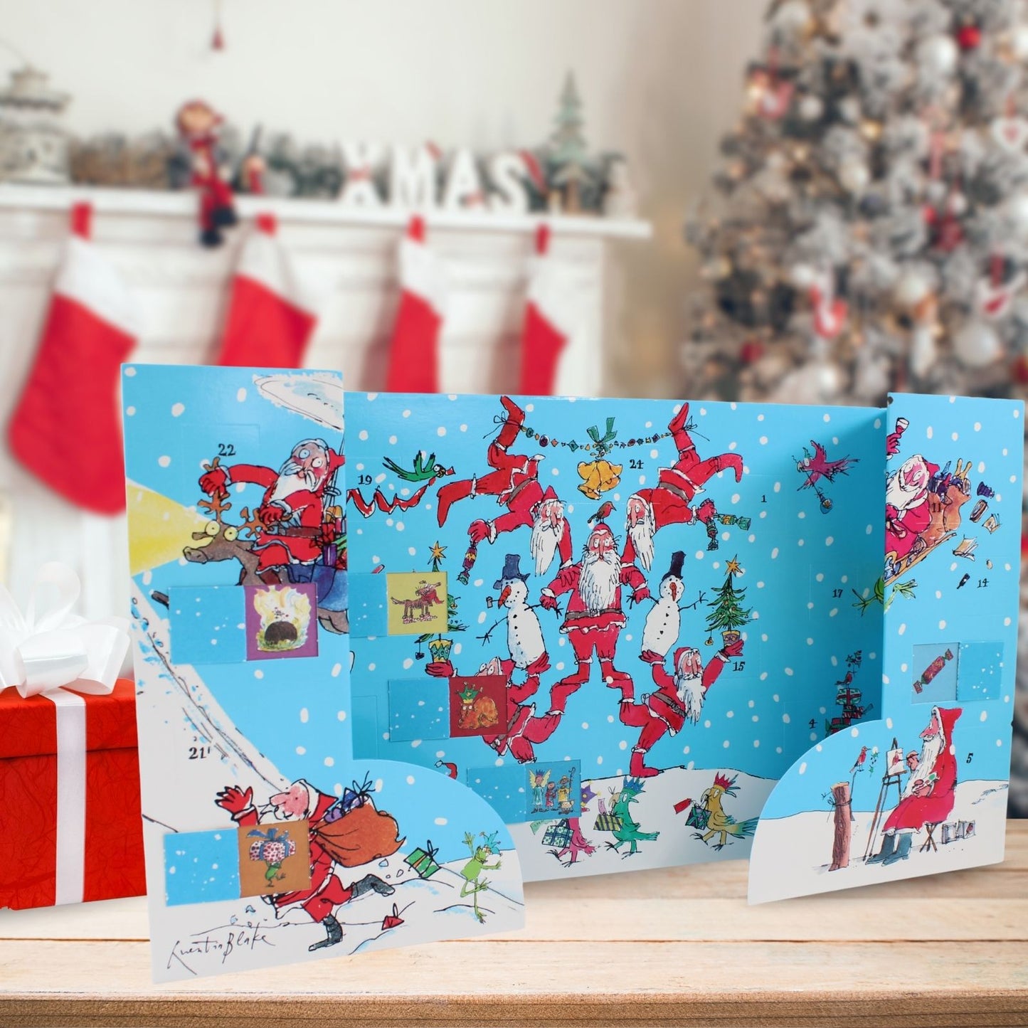 Traditional Freestanding Advent Calendar Quentin Blake Santas Christmas Gift