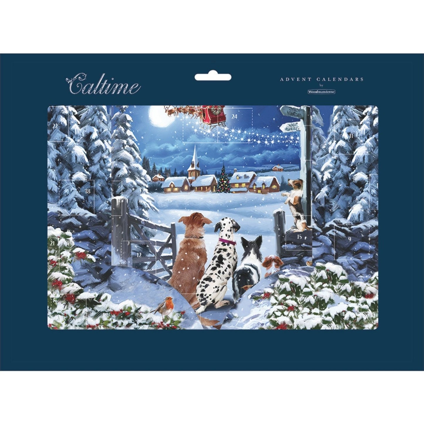 Traditional Freestanding Advent Calendar Dogs Waiting Christmas Countdown Gift