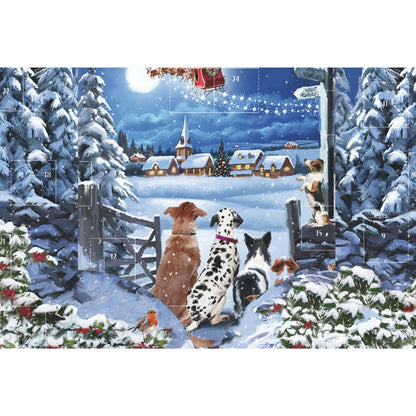 Traditional Freestanding Advent Calendar Dogs Waiting Christmas Countdown Gift