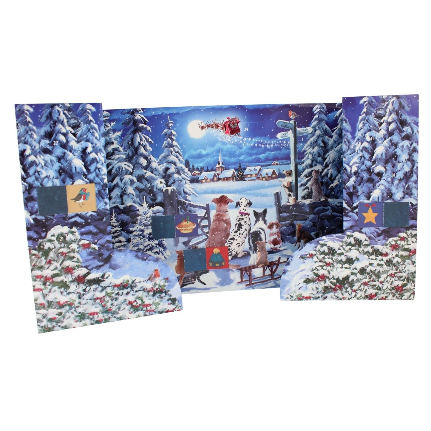 Traditional Freestanding Advent Calendar Dogs Waiting Christmas Countdown Gift