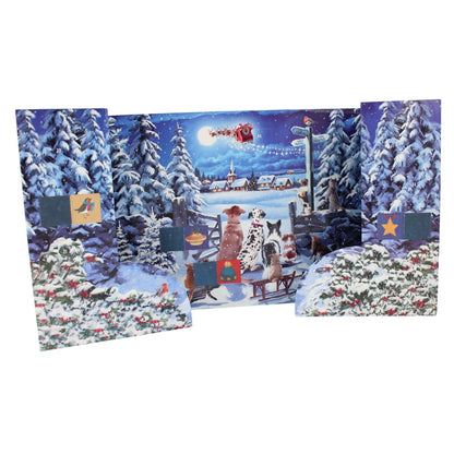 Traditional Freestanding Advent Calendar Dogs Waiting Christmas Countdown Gift