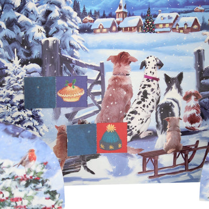 Traditional Freestanding Advent Calendar Dogs Waiting Christmas Countdown Gift
