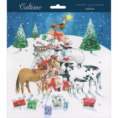 Traditional Picture Advent Calendar Farmyard Animals Christmas Countdown Gift