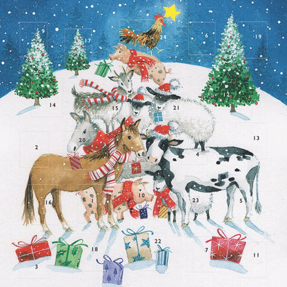 Traditional Picture Advent Calendar Farmyard Animals Christmas Countdown Gift