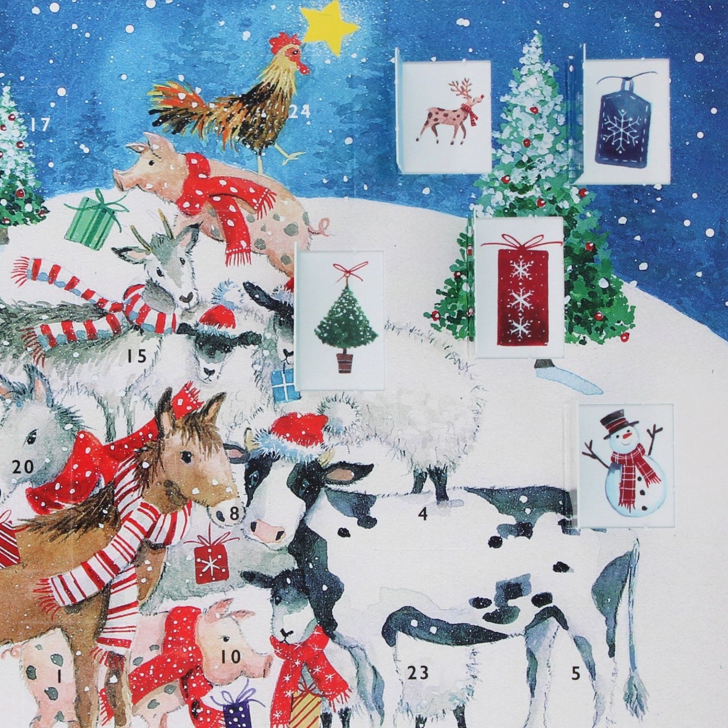 Traditional Picture Advent Calendar Farmyard Animals Christmas Countdown Gift