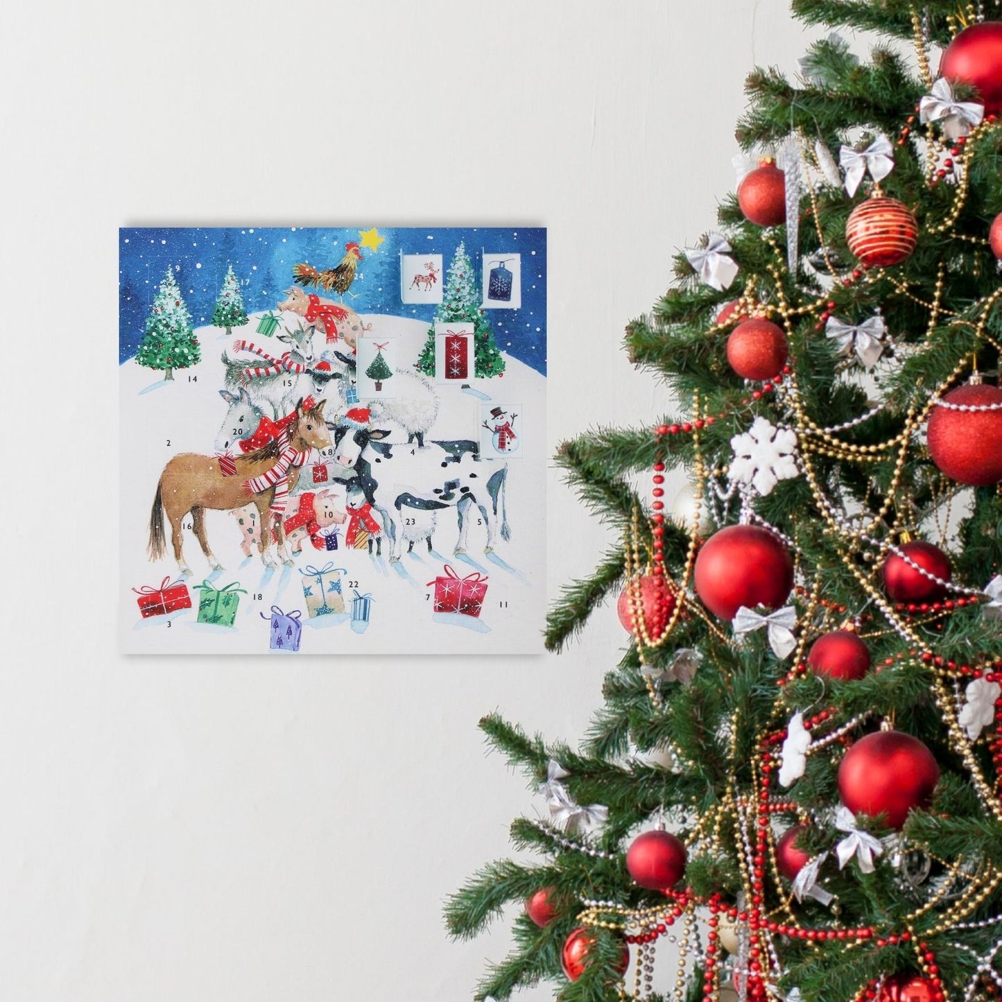 Traditional Picture Advent Calendar Farmyard Animals Christmas Countdown Gift