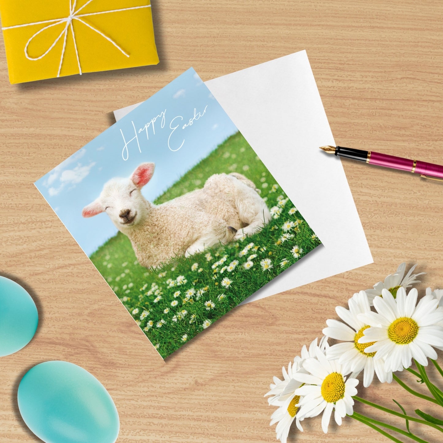 Pack of 5 Spring Lamb Happy Easter Greetings Cards