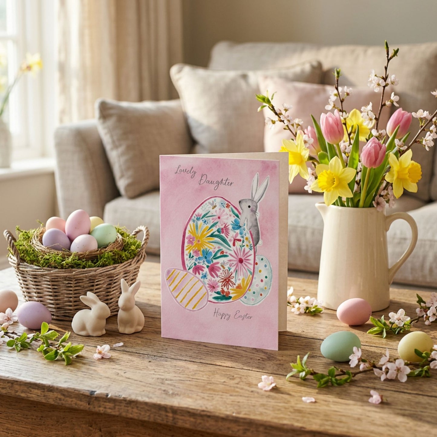 Lovely Daughter Easter Bunny Eggs Easter Card