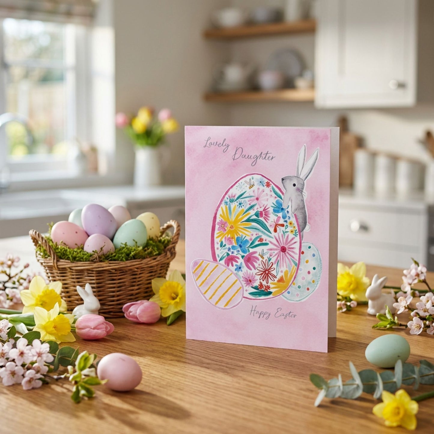 Lovely Daughter Easter Bunny Eggs Easter Card