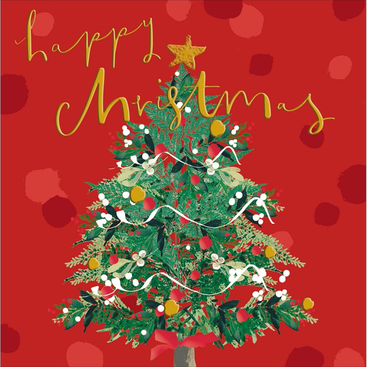 Artistic Christmas Card Gold Foiled Tree Happy Christmas Xmas Greetings