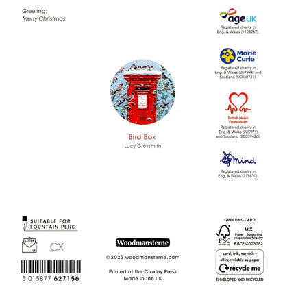 Pack of 5 Charity Christmas Cards Snowy Post Box Cards Multiple Charities