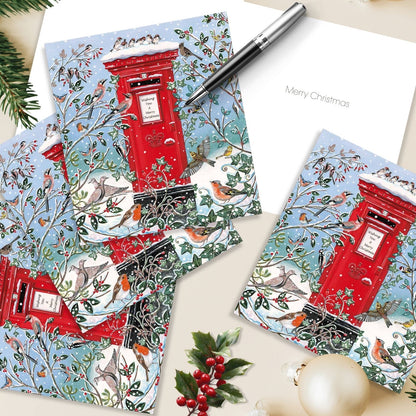 Pack of 5 Charity Christmas Cards Snowy Post Box Cards Multiple Charities